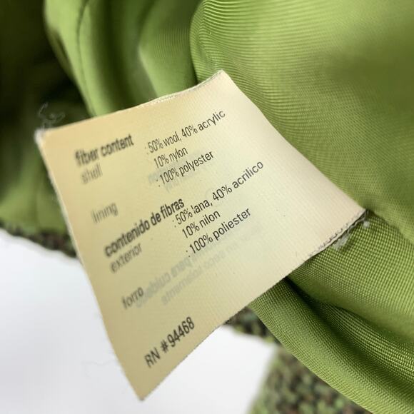 Vintage Esprit Double Breasted Wool Peacoat Womens Size Large Green Black Marled - Picture 6 of 6